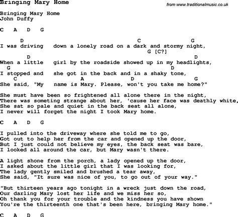 Traditional Song Bringing Mary Home With Chords Tabs And Lyrics