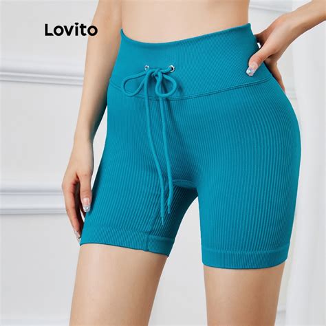 Lovito Shorts Esportivos Lisos Casual Em Renda L X Azul Shopee