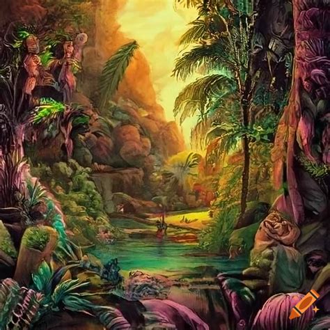 Jungle Landscape Panorama By Mexican Artist Francisco Eppens Helguera