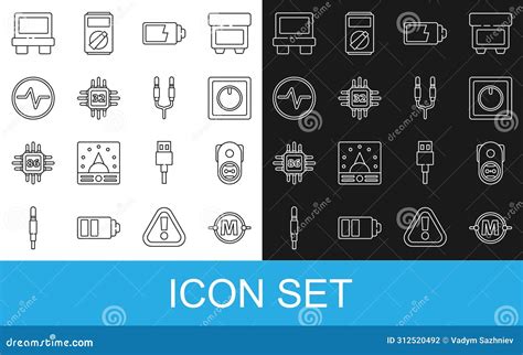 Set Line Electric Circuit Scheme Electrical Outlet Light Switch