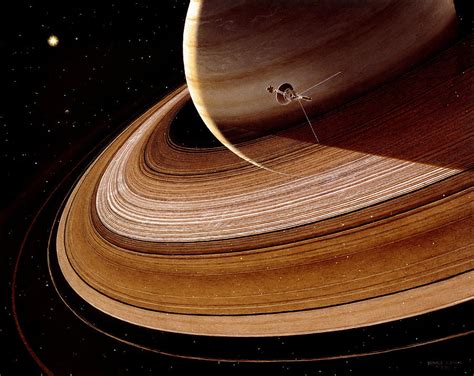 Artwork Showing Voyager 2 Approaching Saturn Photograph By Don Davis Nasa