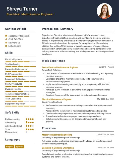 14 Electrical Maintenance Engineer Resume Examples And Templates For