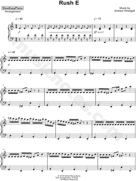 Sloweasypiano Rush E Sheet Music Piano Solo In A Minor Download And Print Sku Mn0255563