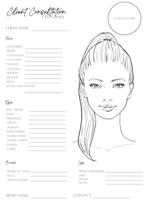 Makeup Face Chart Face Chart Practice Sheets Printable Make Up