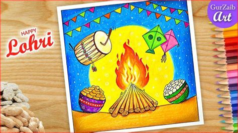 How To Draw Lohri Drawing For Beginners Celebrating Indian Festival