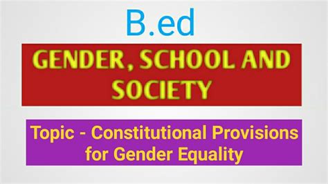 Constitutional Provisions Related To Gender Equality Gender School