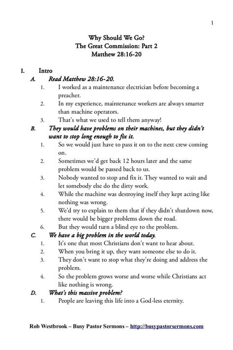 A Sermon Outline From Matthew 28 18 20 From A Sermon Series The