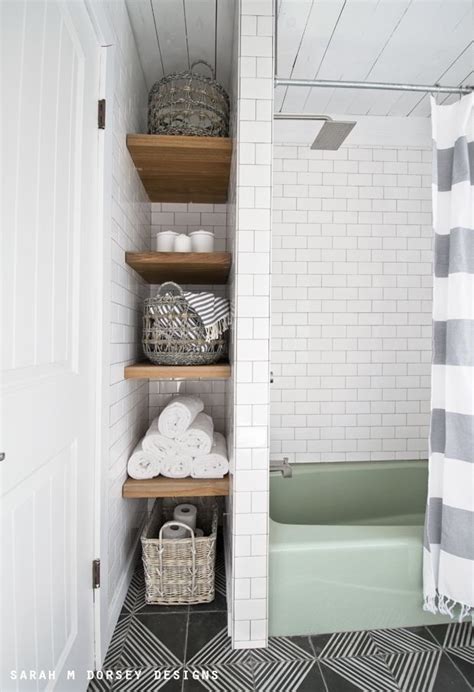 If Youre Renovating Your Bathroom Leave Room For A Super Narrow Alcove Install Shelves T