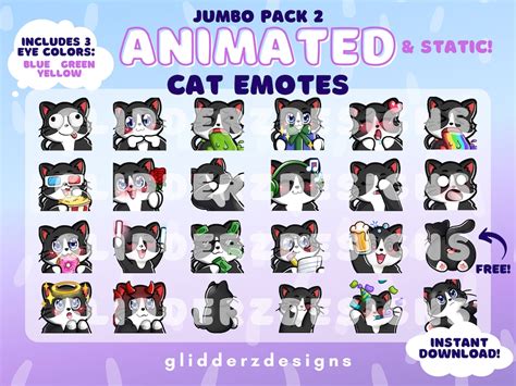 Tuxedo Cat Animated Emotes Jumbo Pack Static And Animated Cat