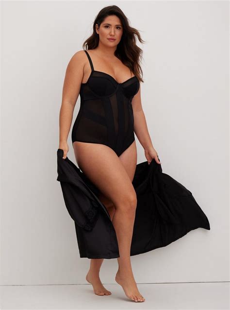 Plus Size Black Mesh Strappy Bodysuit Torrid