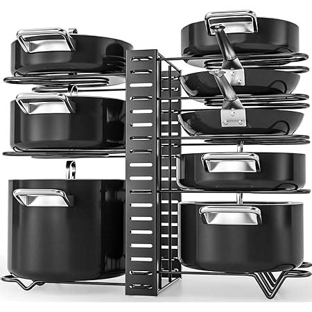 Amazon Roohua Pot Rack Expandable Pan Organizer For Cabinet Pot