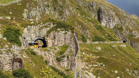 Three And Four Pass Routes Over The Central Alps By Postbus Postbus