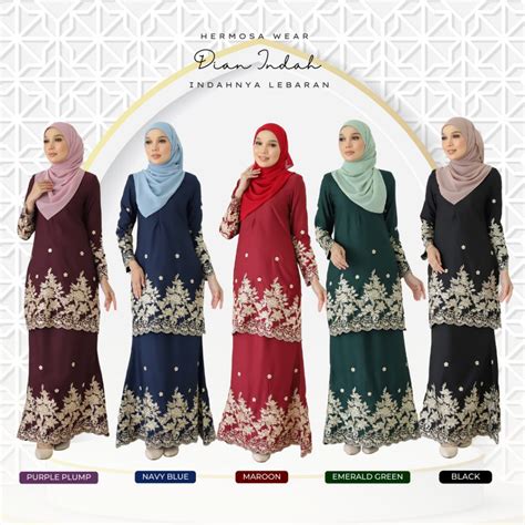 Indahnya Raya Kurung Sulam Dian Indah Shopee Malaysia