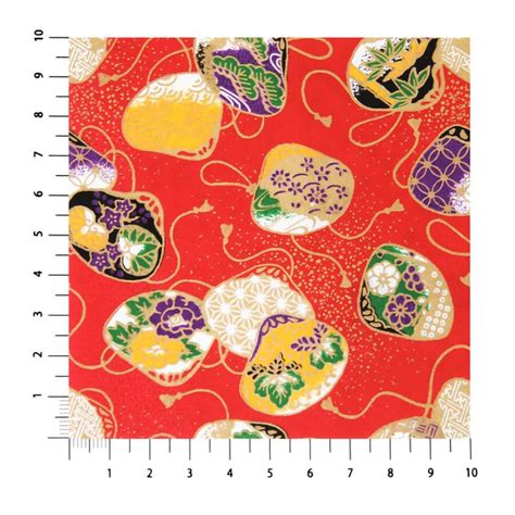 Grande Feuille Papier Japonais Rouge Yuzen Washi Coques Assorties