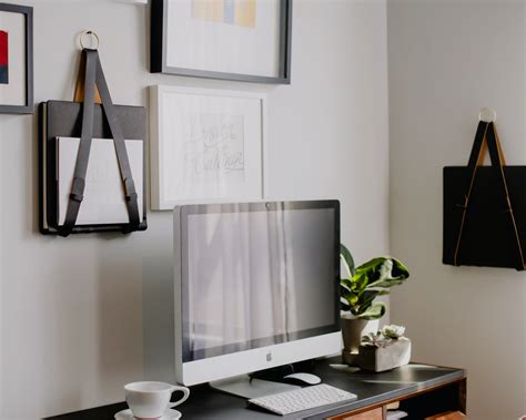 Leather Hanging Magazine Holder With Gold Accent Leather Wall Etsy