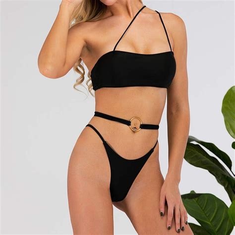 Salucia Damen Bikini Set Einfarbig Schn R Badeanzug Zweiteilige