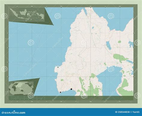 Sulawesi Barat Indonesia OSM Major Cities Stock Illustration