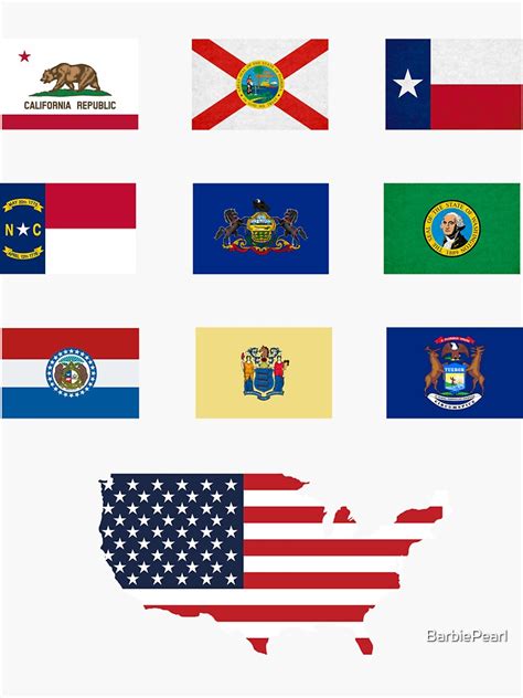 "USA State Flags Combo Pack X10" Sticker for Sale by BarbiePearl ...