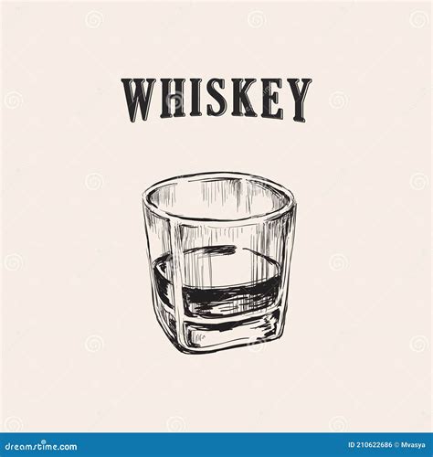 Whiskey Glass Hand Drawn Drink Illustration Whiskey Glass Hand Drawn Drink Illustration Stock