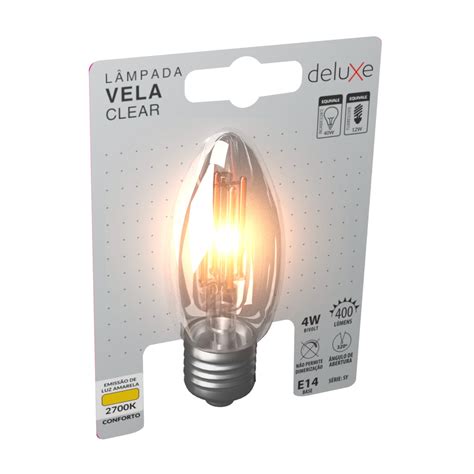 Lâmpada de Led Retro Vintage Decorativa Vela Filamento Clear 4W 400lm