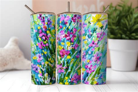 Purple And Yellow Floral Tumbler Wrap Graphic By ArtMix Creative Fabrica