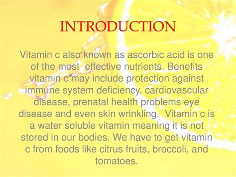 Ppt Vitamin C Concentration In Different Orange Juice Brands Powerpoint Presentation Id1128410