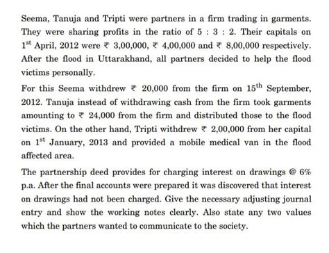 Seema Tanuja And Tripti Were Partners In A Firm Trading In Garments