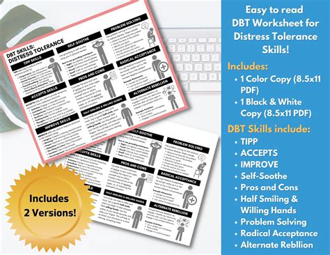 Dbt Distress Tolerance Coping Skills Worksheet Handout Etsy Canada