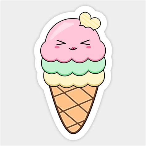 Kawaii Ice Cream Cone Kawaii Ice Cream Cone Sticker TeePublic