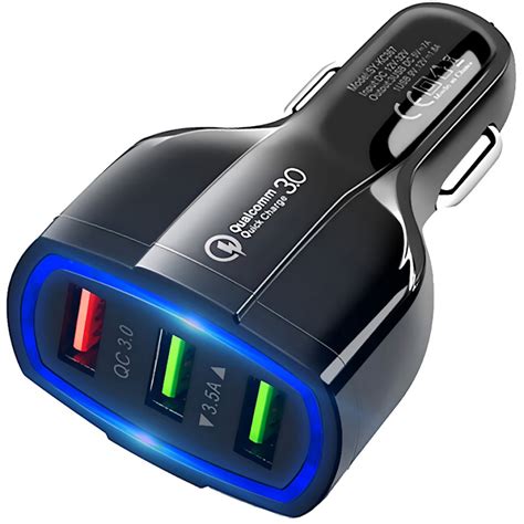 CARGADOR RAPIDO DE AUTO QC 3 0 CARGA RAPIDA 3 PUERTOS USB QUICK CHARGER