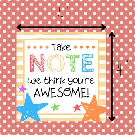 Take Note We Think Youre Awesome Printable T Tag Etsy