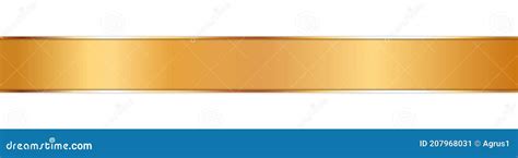 Long Gold Ribbon Banner With Gold Frame On White Background Stock