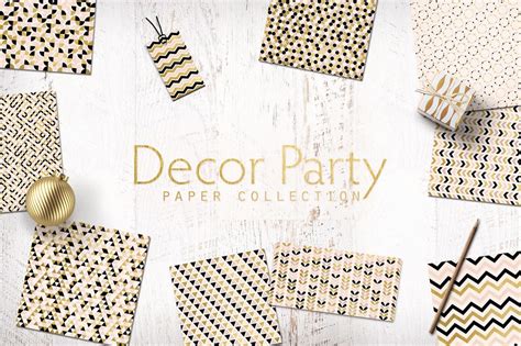 Decor Party Digital Paper Pack In Nude Gold Foil And Blanc 10 Digital Gold Layouts With