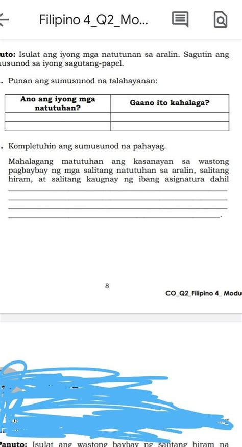 A Ano Ang Iyong Mga Natutuhan Gaano Ito Kahalaga Brainly Ph