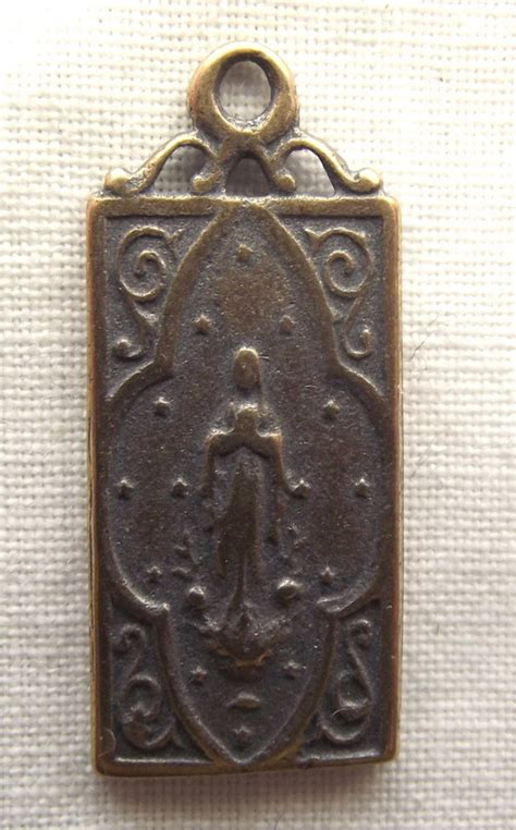 Bronze Blessed Virgin Mary Medal W Sacred Heart