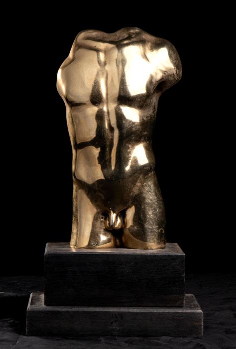 Unknown Figurative Nude Male Torso Sculpture Gold Bronze Postmodern