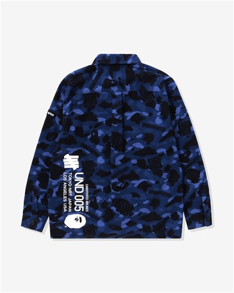 Bape X Undefeated Color Camo Flannel Jacket Navy Undefeated