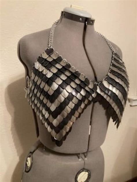 Chevron Pattern Xl Two Color Chainmail Bikini Top Chain Mail Bra
