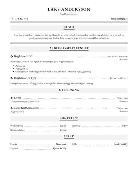 Cv Byggarbetare Skrivtips Och Cv Exempel Cvmall Se