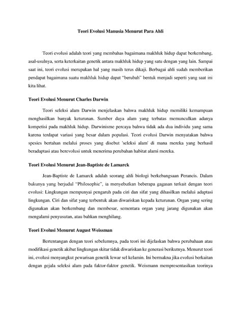 Teori Evolusi Manusia Menurut Para Ahli Sampai Saat Ini Teori