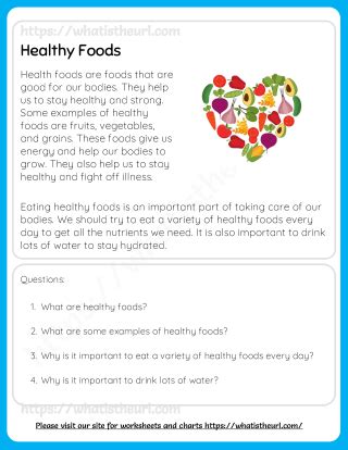 Healthy And Junk Foods Reading Comprehension For Grade 3 Your Home