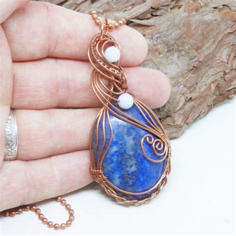 Gorgeous Copper Necklace With Lazulite Cabochon The British Craft House