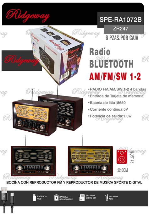 SPE RA1072B ZR247 BOCINA PORTATIL BLUETOOTH 6 PZAZ POR CAJA Ridgewaymx