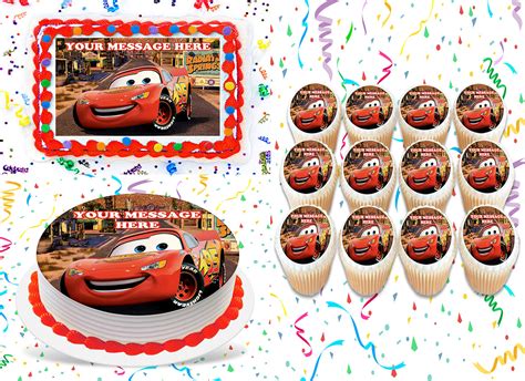 Buy Lightning Mcqueen Cars Cake Topper Edible Image Personalized