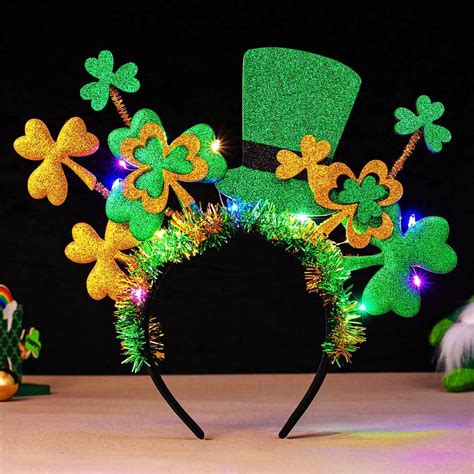 Brinie Light Up St Patricks Day Headband Green Shamrock