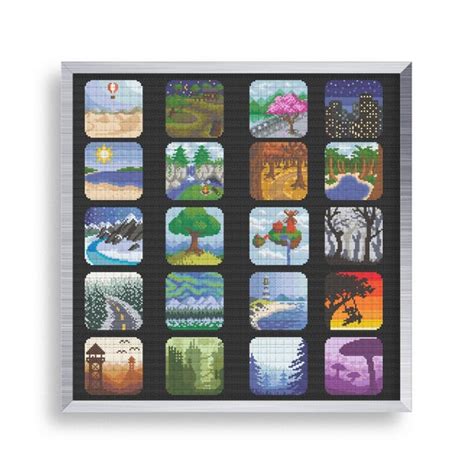 20 Tiny Cross Stitch Landscapes Set Mini Cross Stitch Forest - Etsy