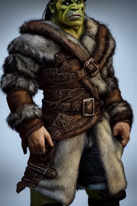 A Full Body Shot Of A Handsome Half Orc Looking Into Stable Diffusion