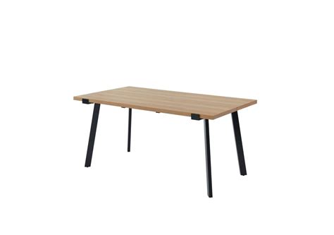 Table à manger FELIX effet chêne et métal noir 160cm