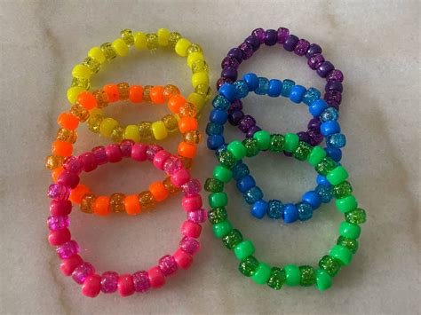 Set Of Rainbow Kandi Bracelets Kandi Bracelets Pony Bead Bracelets