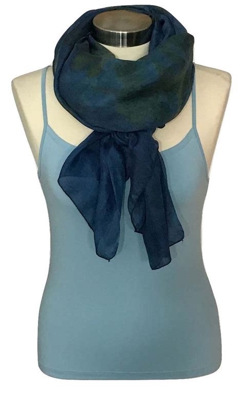 Blue Scarf Long, Handmade Silk Scarf, Eco Print, Blue Indigo Silk Scarf ...